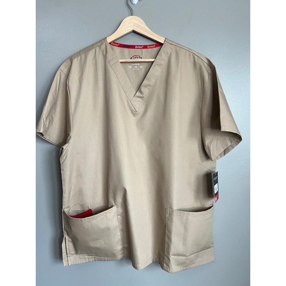 Dickies EDS light brown medical‎ scrub top modern classic size large
